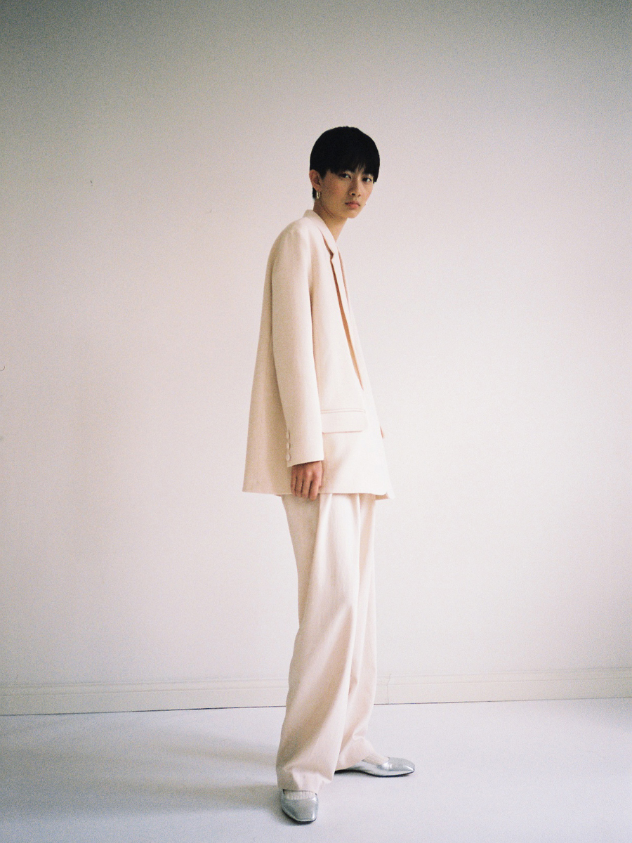 Trousers Delta Structured White