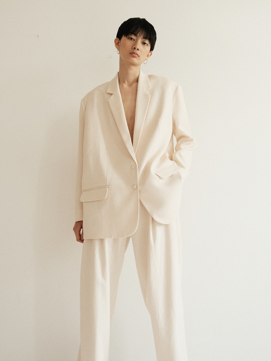 Trousers Delta Structured White